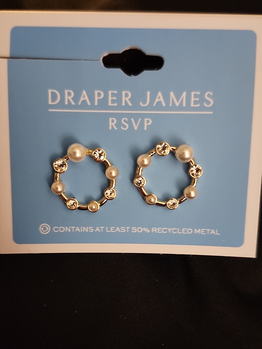 Draper James Gold Hoop Earrings with Pearls and Crystals